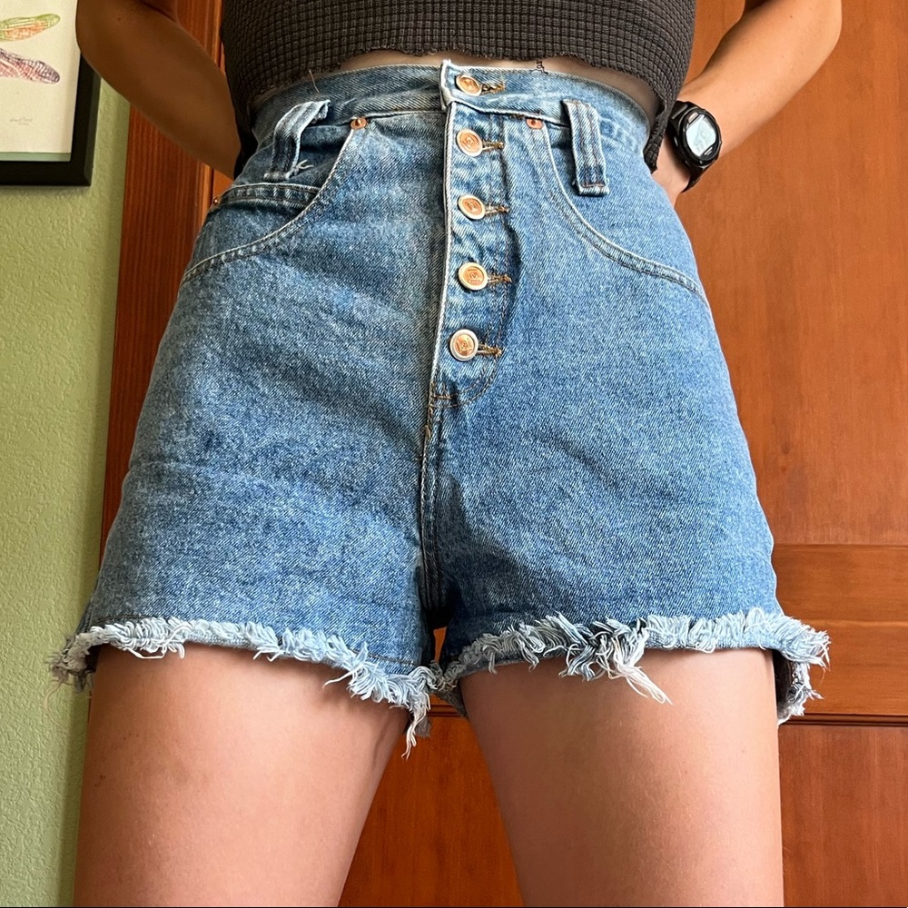 Vintage High-Waisted Denim Cut-Off Shorts